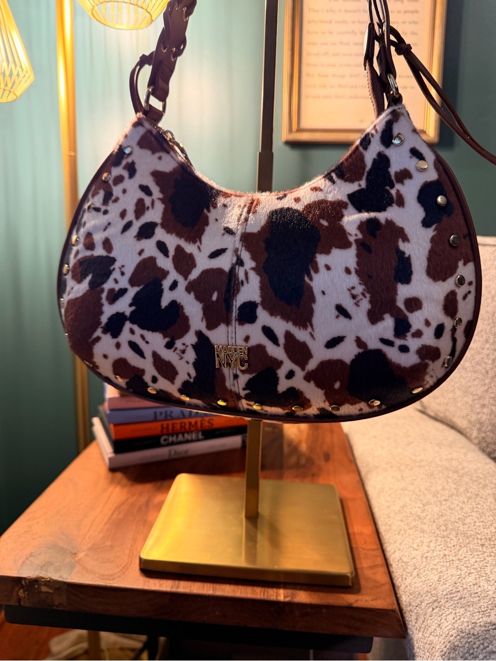 Madden NYC Women's Half Moon Stud Shoulder Bag